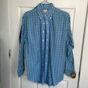Brooks Brothers Blue and Green Check Dress Shirt size M — in great condition!